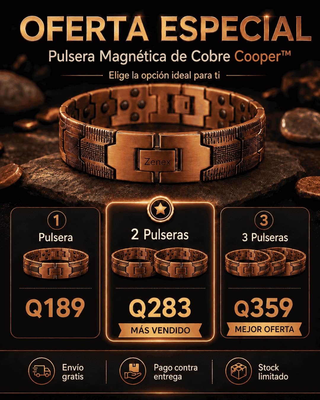 PULSERA MAGNETICA DE  COBRE SALUDABLE COOPER